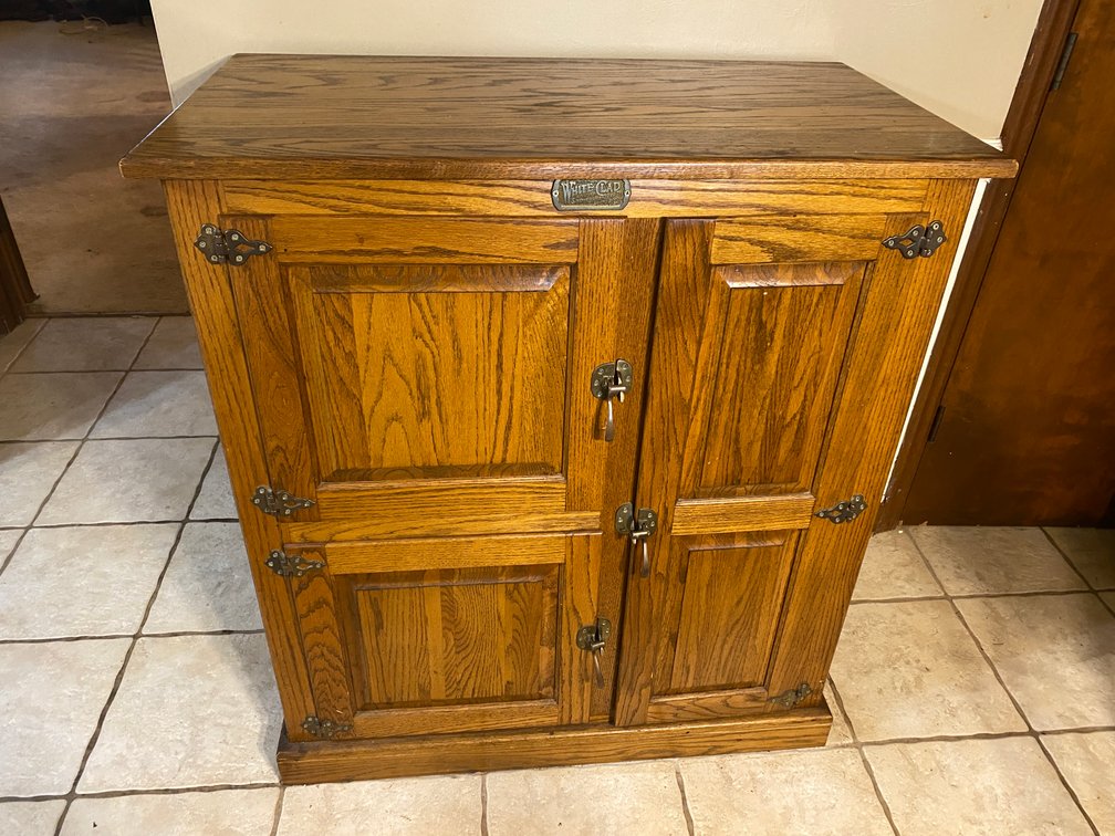 Antique Oak "White Clad" Ice Box