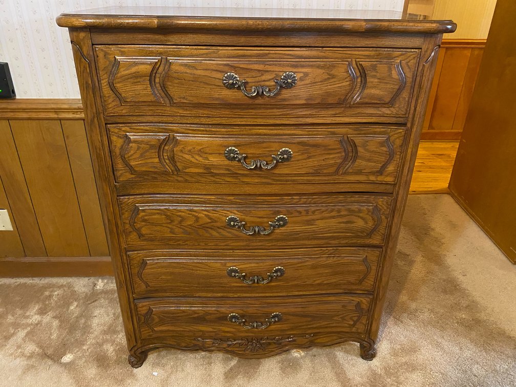 Vintage Oak French Provincial Chest of Drawers