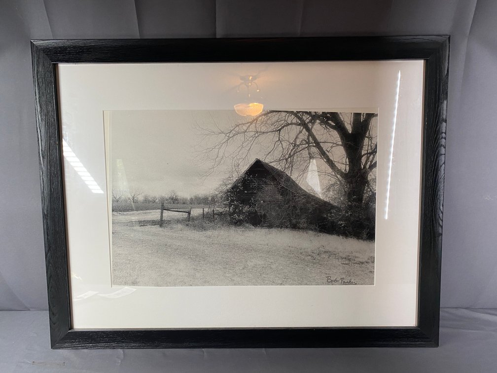 Black and White Framed and Matted Photograph Original Art Signed by Artist Bob Parker of Leary GA
