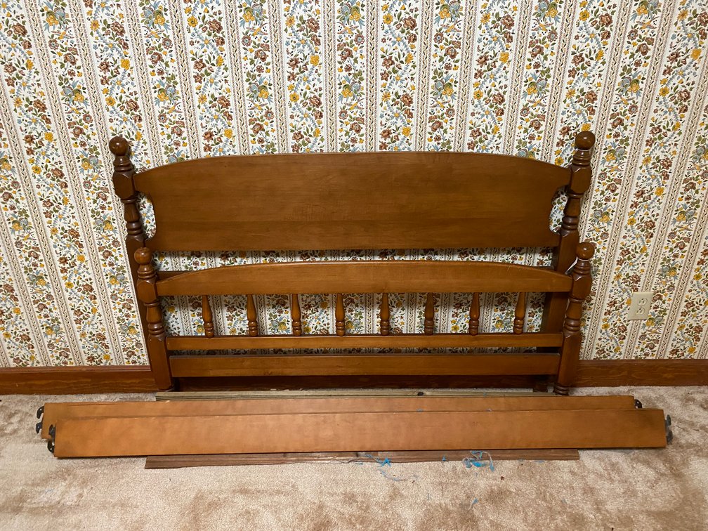 (9) Wooden Full-Sized Bed Frame with Rails and Slats