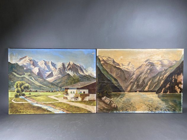 Image for (2) Signed Original Oil on Canvas Landscape Scenes Signed by Artist Stelton