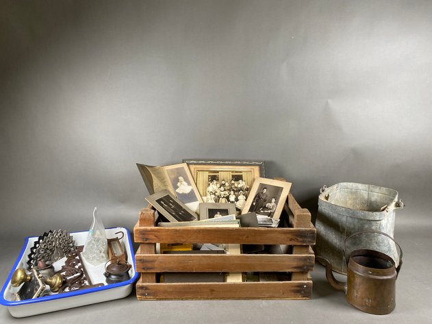 Image for Assortment of Primitive Decor and Collection of Vintage and Antique Photos