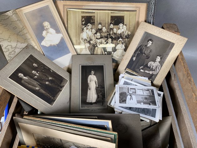 Image for Assortment of Primitive Decor and Collection of Vintage and Antique Photos