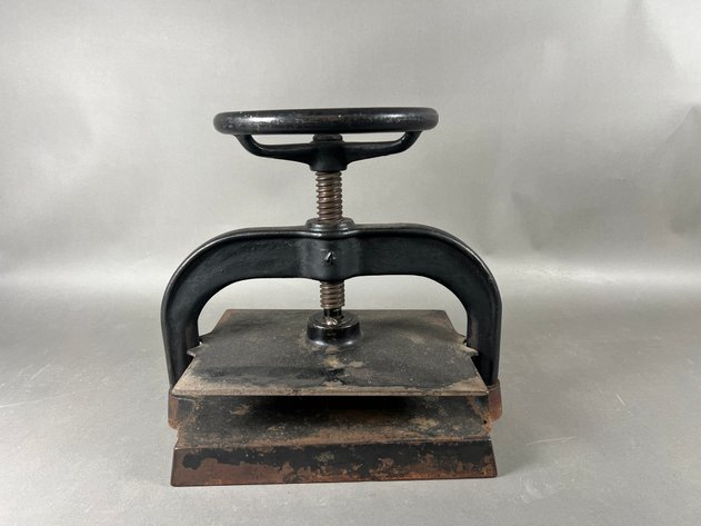 Image for Victorian Antique Cast Iron Bookbinder/Book Press with Spoked Wheel
