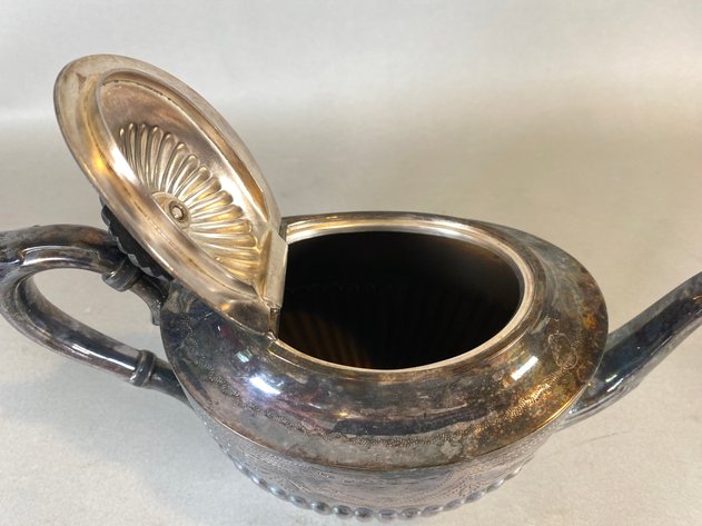 Image for (3) Piece Vintage Silver Plated Tea Service Includes Tea Pot, Cream and Sugar Dish