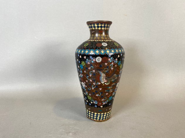 Image for Antique Japanese Gold Stone Cloisonne Enamel Vase
