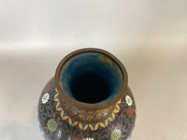 Image for Antique Japanese Gold Stone Cloisonne Enamel Vase