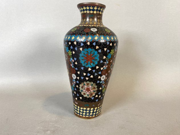 Image for Antique Japanese Gold Stone Cloisonne Enamel Vase