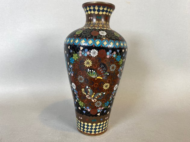 Image for Antique Japanese Gold Stone Cloisonne Enamel Vase
