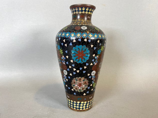 Image for Antique Japanese Gold Stone Cloisonne Enamel Vase