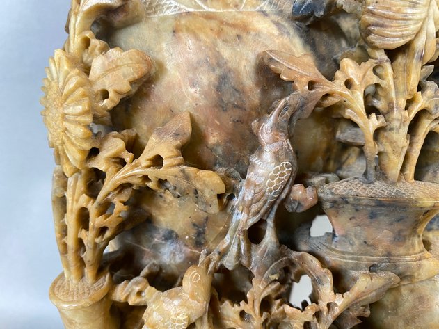 Image for Antique Chinese Soapstone Hand carved Double Vase