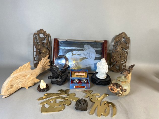 Image for (14) Piece Assortment of Vintage Oriental Themed Decor