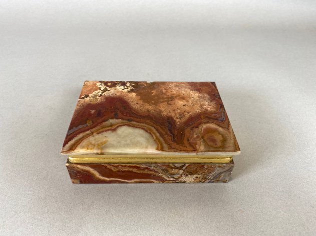 Image for (2) MCM Solid Agate Hinged Jewelry Boxes
