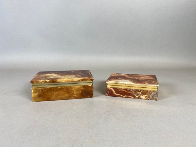 Image for (2) MCM Solid Agate Hinged Jewelry Boxes