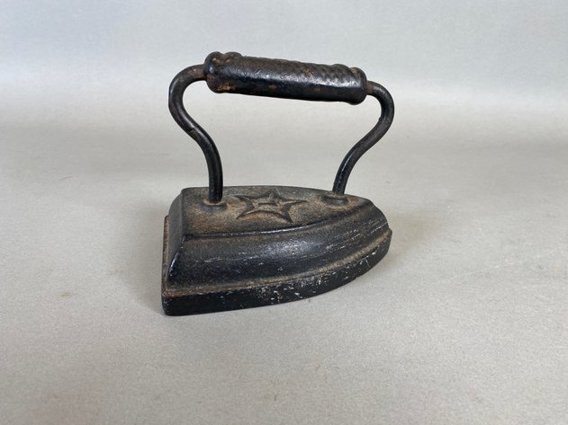 Image for Antique Cast Iron Tea Pot and 7 lb Cast Iron with Iron Rest