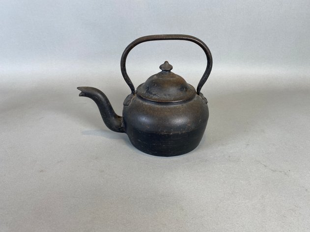 Image for Antique Cast Iron Tea Pot and 7 lb Cast Iron with Iron Rest