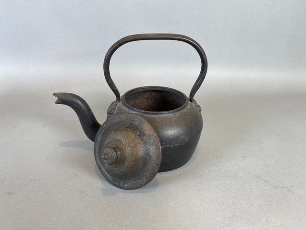 Image for Antique Cast Iron Tea Pot and 7 lb Cast Iron with Iron Rest