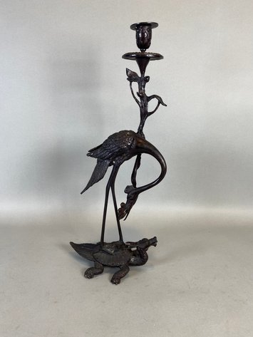 Image for Meiji Early 20th Century Japanese Shokudai Bronze Candlestick