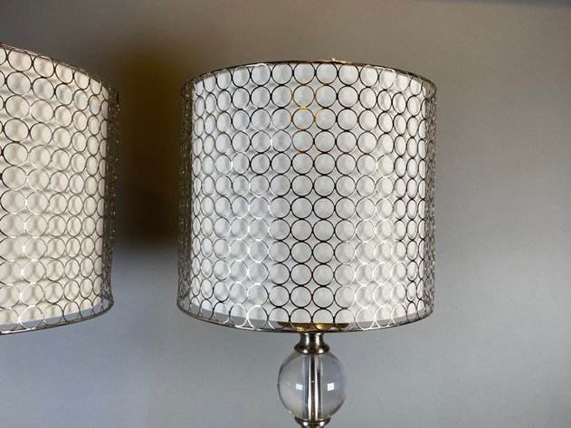 Image for (2) Lucite and Brushed Aluminum Table Lamps