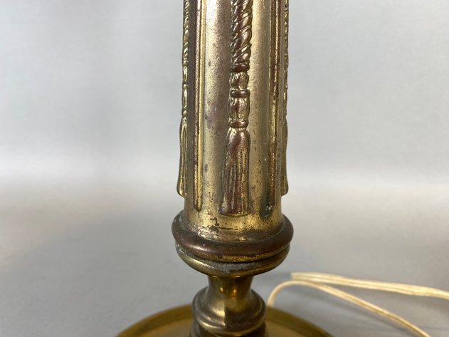 Image for Victorian Milk Glass Brass Oil Lamp Converted to Electric