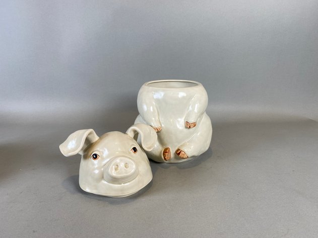 Image for Vintage Fitz & Floyd Pig Cookie Jar & Italian Pig Soup Tureen with Ladle