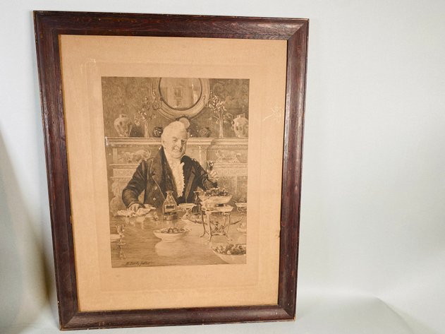 Image for (2) Antique Black and White Prints, (1) Visible Signature by Artist