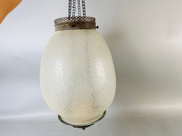 Image for 1930s Art Deco Etched Glass Pendant Light