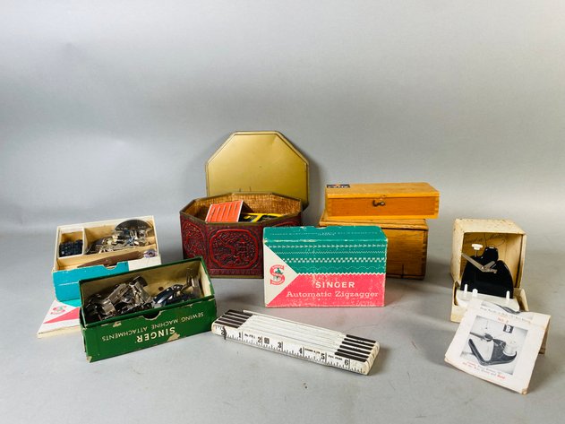 Image for Assortment of Vintage Sewing Notions, Singer Sewing Machine Attachments, Zigzagger and More!