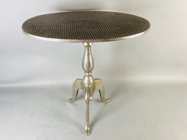 Image for Hammered Metal Accent Table with Pedestal Base