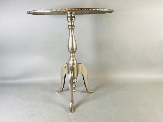 Image for Hammered Metal Accent Table with Pedestal Base