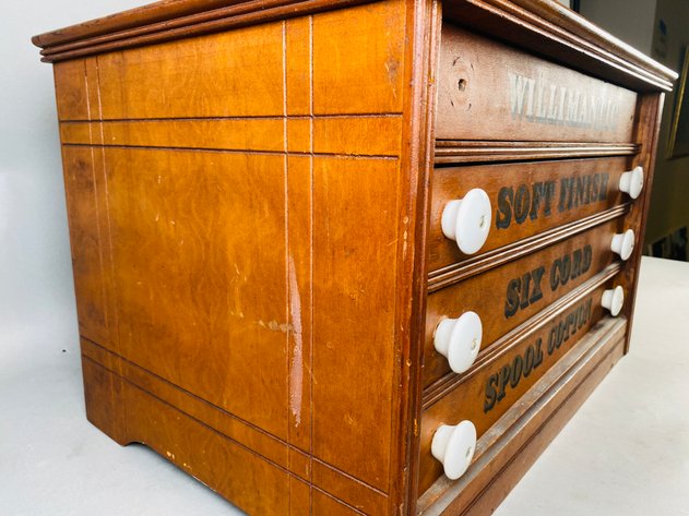 Image for Antique Willimantic (4) Drawer Wooden Spool Cabinet