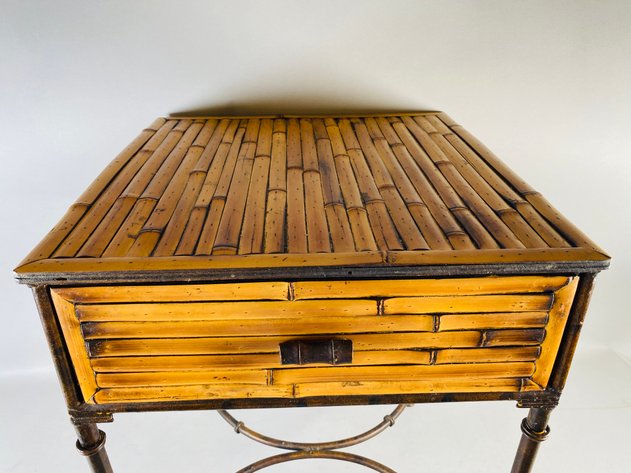 Image for Vintage Split Bamboo Table with Giacometti Style Metal Legs
