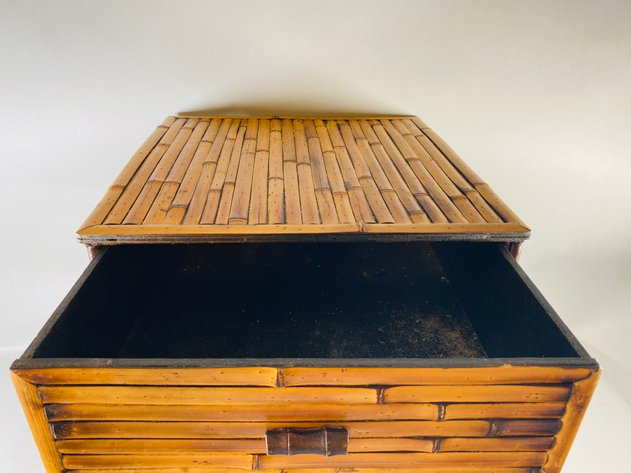 Image for Vintage Split Bamboo Table with Giacometti Style Metal Legs