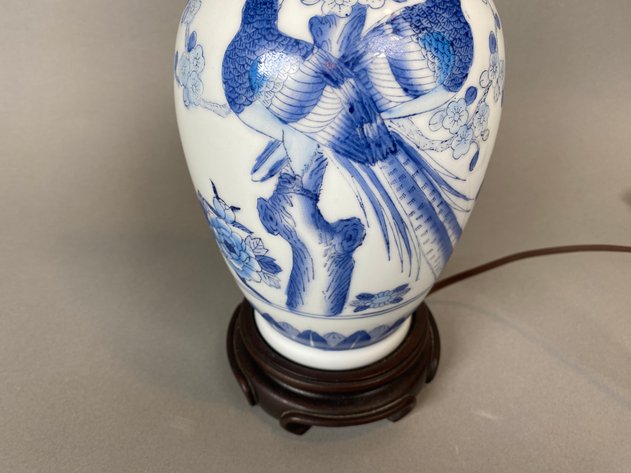 Image for (2) Blue and White Botanical and Bird Porcelain Lamps