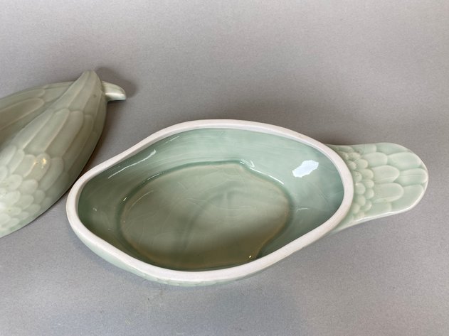 Image for Celadon Glazed Porcelain Duck with Lid