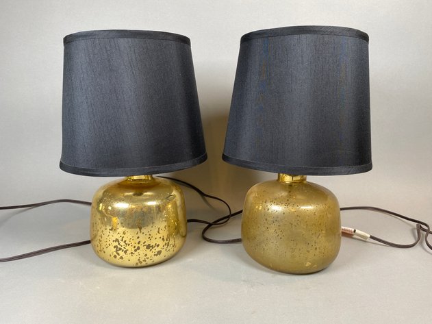 Image for (2) Matching Gold Mercury Table Lamps with Black Shades