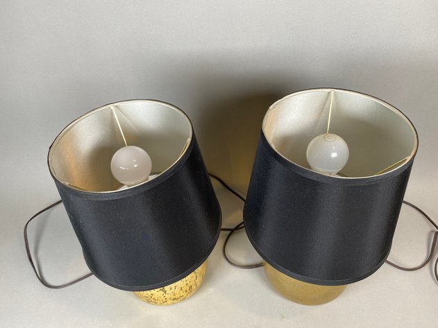 Image for (2) Matching Gold Mercury Table Lamps with Black Shades
