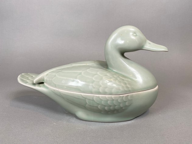 Image for Celadon Glazed Porcelain Duck with Lid
