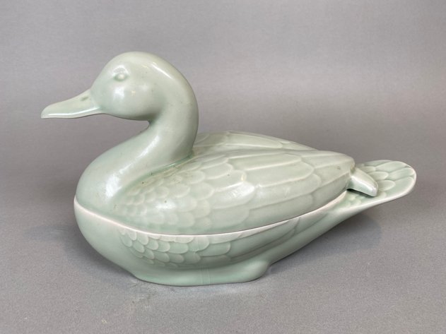 Image for Celadon Glazed Porcelain Duck with Lid