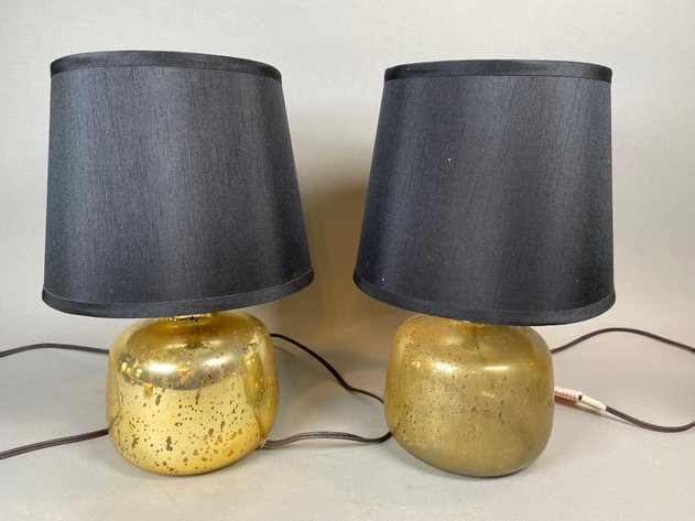 Image for (2) Matching Gold Mercury Table Lamps with Black Shades