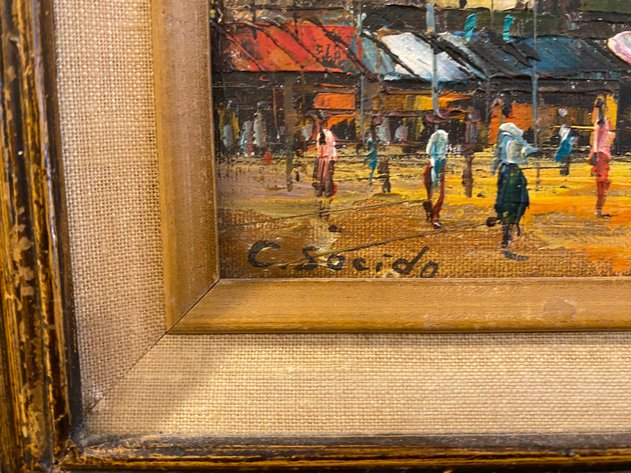 Image for Vintage Original Oil Painting on Board, Signed C. Socido Parisian Impressionist
