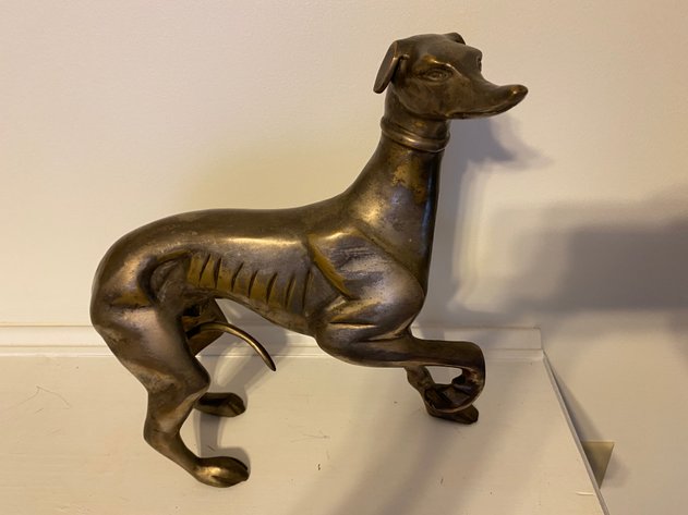 Image for (2) French Bronze Greyhound Whippet Dog Sculpture Figurines Circa 1960