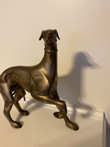 Image for (2) French Bronze Greyhound Whippet Dog Sculpture Figurines Circa 1960