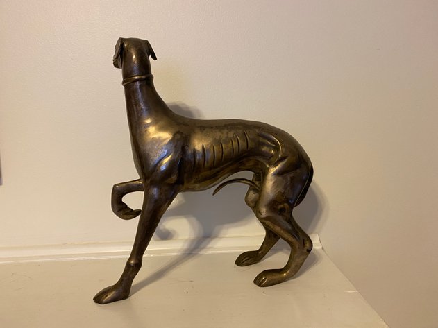Image for (2) French Bronze Greyhound Whippet Dog Sculpture Figurines Circa 1960