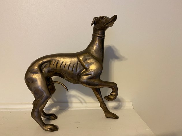 Image for (2) French Bronze Greyhound Whippet Dog Sculpture Figurines Circa 1960