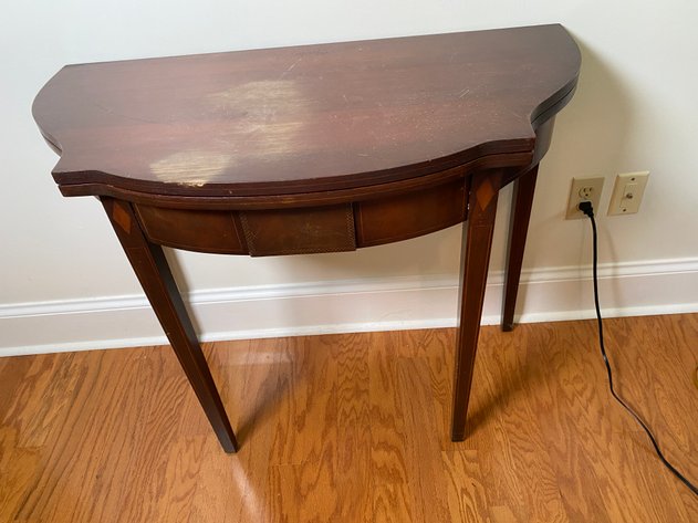 Image for Antique George III Demilune Inlaid Wood Console Table