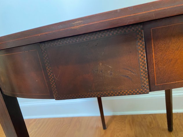 Image for Antique George III Demilune Inlaid Wood Console Table