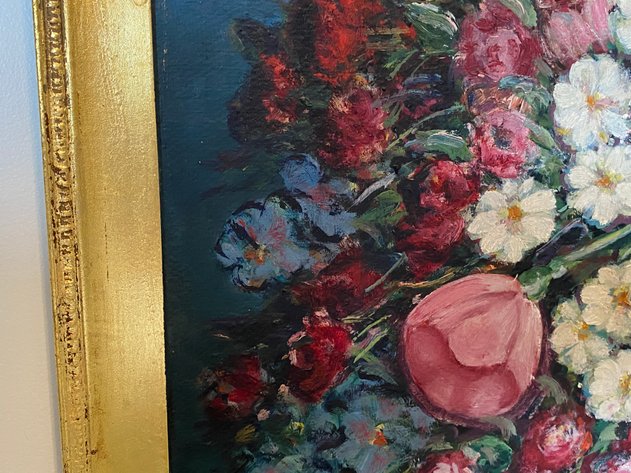 Image for Vintage Original Oil on Board Floral Scene