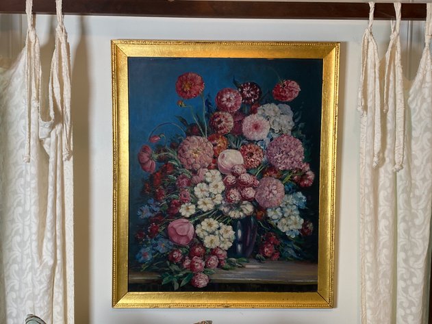 Image for Vintage Original Oil on Board Floral Scene