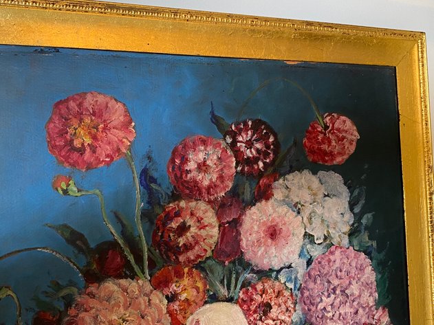 Image for Vintage Original Oil on Board Floral Scene